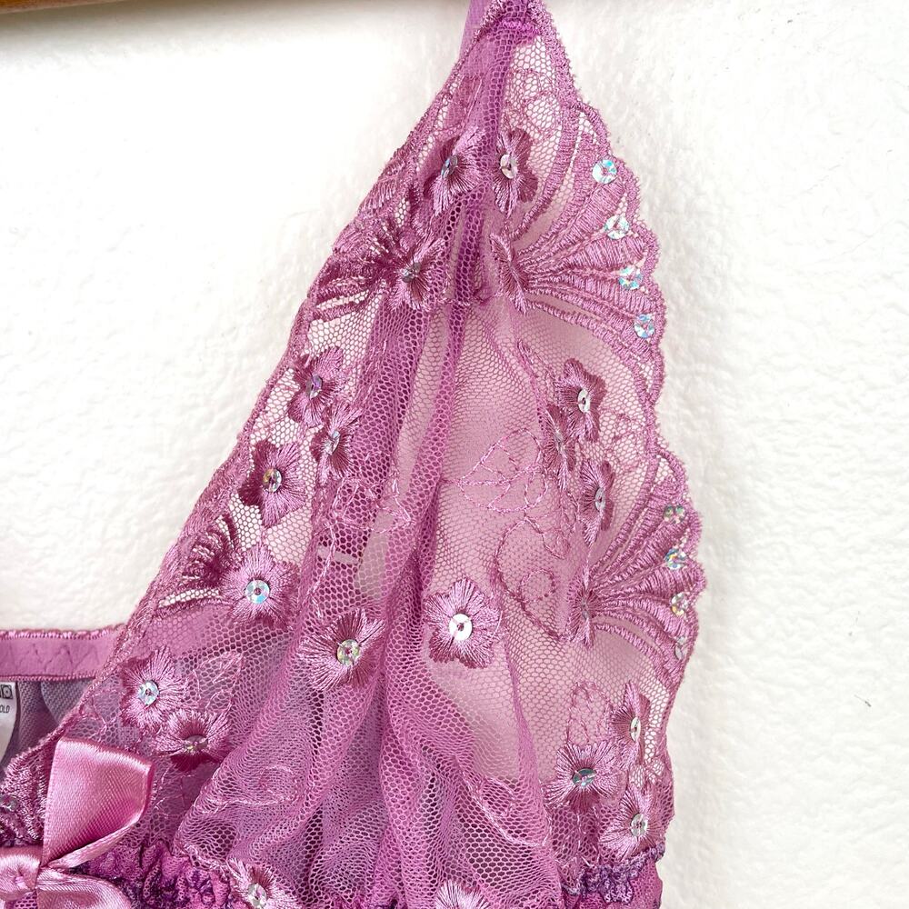 Womens Camisole Sz L Babydoll Fairy Coquette Lace Mesh Sheer Stretchy Dainty - Picture 6 of 7